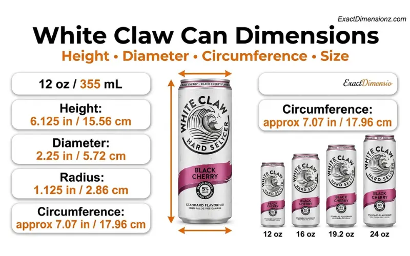 White Claw Can Dimensions